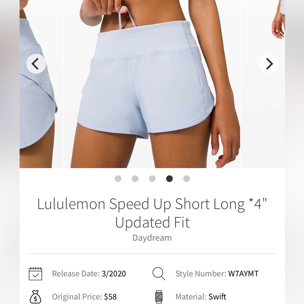 Lululemon Women's Speed Up Shorts 4”